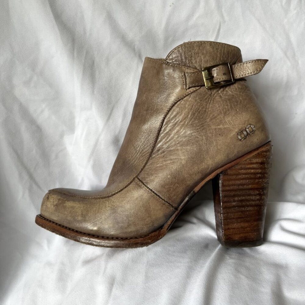 Bed Stu Size 8.5 Isla Taupe Leather Booties